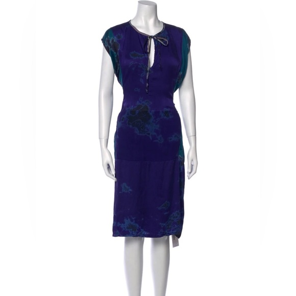 RAQUEL ALLEGRA blue Silk Knee-Length Dress